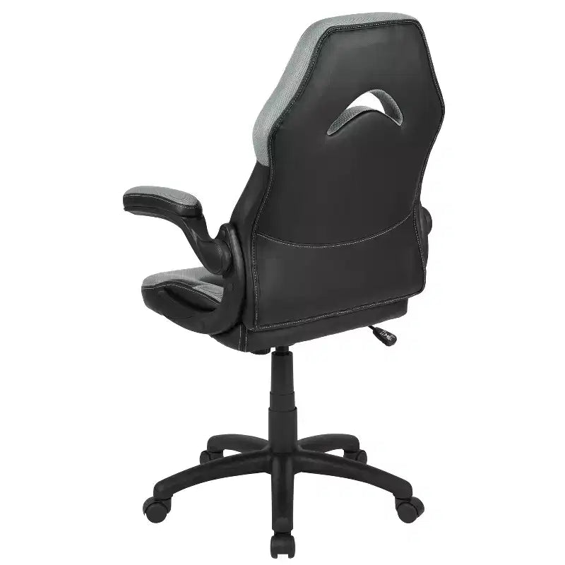 BlackArc High Back Gaming Chair with Faux Leather Upholstery, Height Adjustable Swivel Seat & Padded Flip-Up Arms