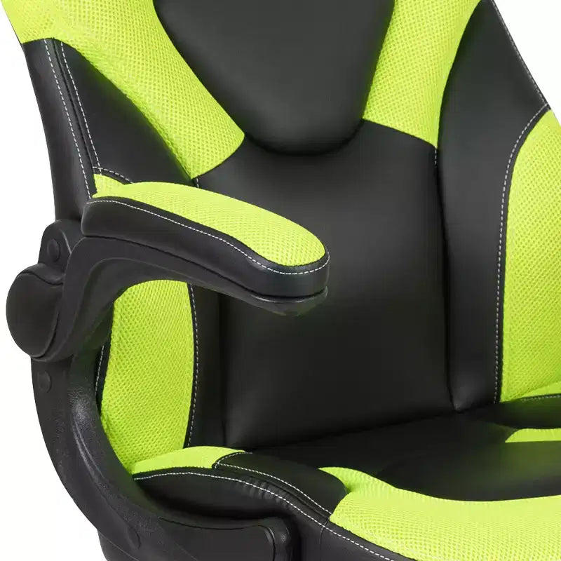 BlackArc High Back Gaming Chair with Faux Leather Upholstery, Height Adjustable Swivel Seat & Padded Flip-Up Arms