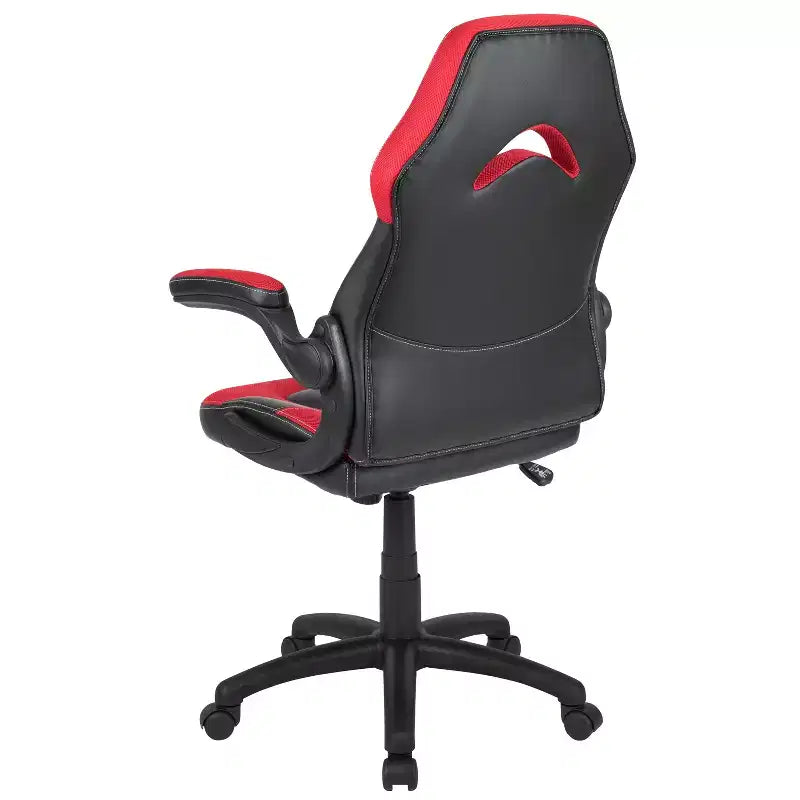 BlackArc High Back Gaming Chair with Faux Leather Upholstery, Height Adjustable Swivel Seat & Padded Flip-Up Arms