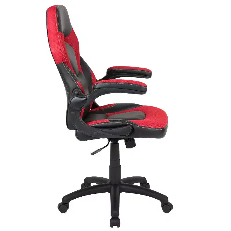 BlackArc High Back Gaming Chair with Faux Leather Upholstery, Height Adjustable Swivel Seat & Padded Flip-Up Arms