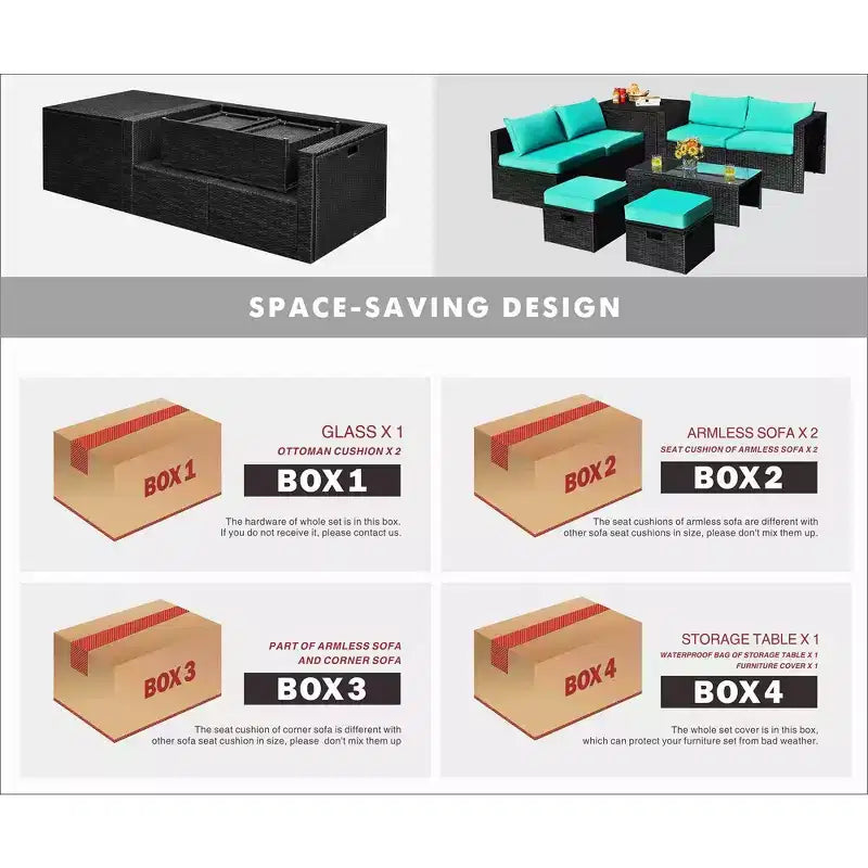 Costway 8PCS Patio Rattan Furniture Set Storage Table Ottoman cover