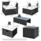 Costway 8PCS Patio Rattan Furniture Set Storage Table Ottoman cover