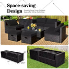 Costway 8PCS Patio Rattan Furniture Set Storage Table Ottoman cover