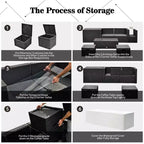 Costway 8PCS Patio Rattan Furniture Set Storage Table Ottoman cover
