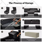 Costway 8PCS Patio Rattan Furniture Set Storage Table Ottoman cover