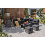 Costway 8PCS Patio Rattan Furniture Set Storage Table Ottoman cover