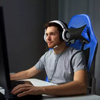 Costway Massage Gaming Chair Reclining Racing Office Computer Chair with Footrest White\Blue\Pink\Red