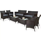 Costway 8PCS Rattan Patio Furniture Set Cushioned Sofa Chair