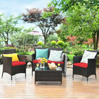 Costway 8PCS Rattan Patio Furniture Set Cushioned Sofa Chair