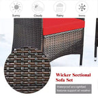 Costway 8PCS Rattan Patio Furniture Set Cushioned Sofa Chair