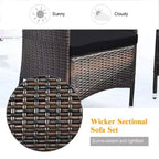 Costway 8PCS Rattan Patio Furniture Set Cushioned Sofa Chair