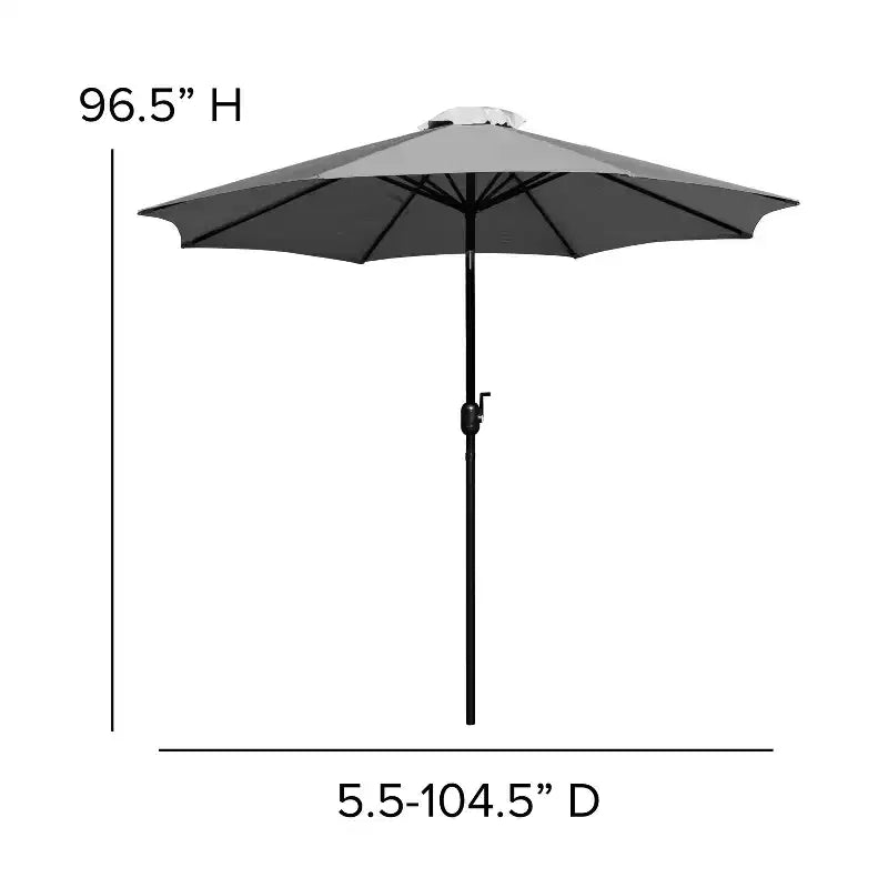 Ensemble de table de patio 7 pièces Emma et Oliver - 4 chaises empilables en faux teck synthétique - Table en faux teck - Parasol avec base