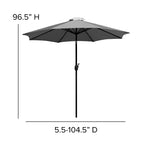 Ensemble de table de patio 7 pièces Emma et Oliver - 4 chaises empilables en faux teck synthétique - Table en faux teck - Parasol avec base