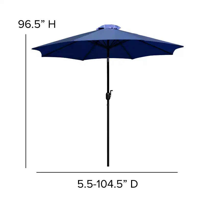 Ensemble de table de patio 7 pièces Emma et Oliver - 4 chaises empilables en faux teck synthétique - Table en faux teck - Parasol avec base