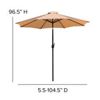 Ensemble de table de patio 7 pièces Emma et Oliver - 4 chaises empilables en faux teck synthétique - Table en faux teck - Parasol avec base