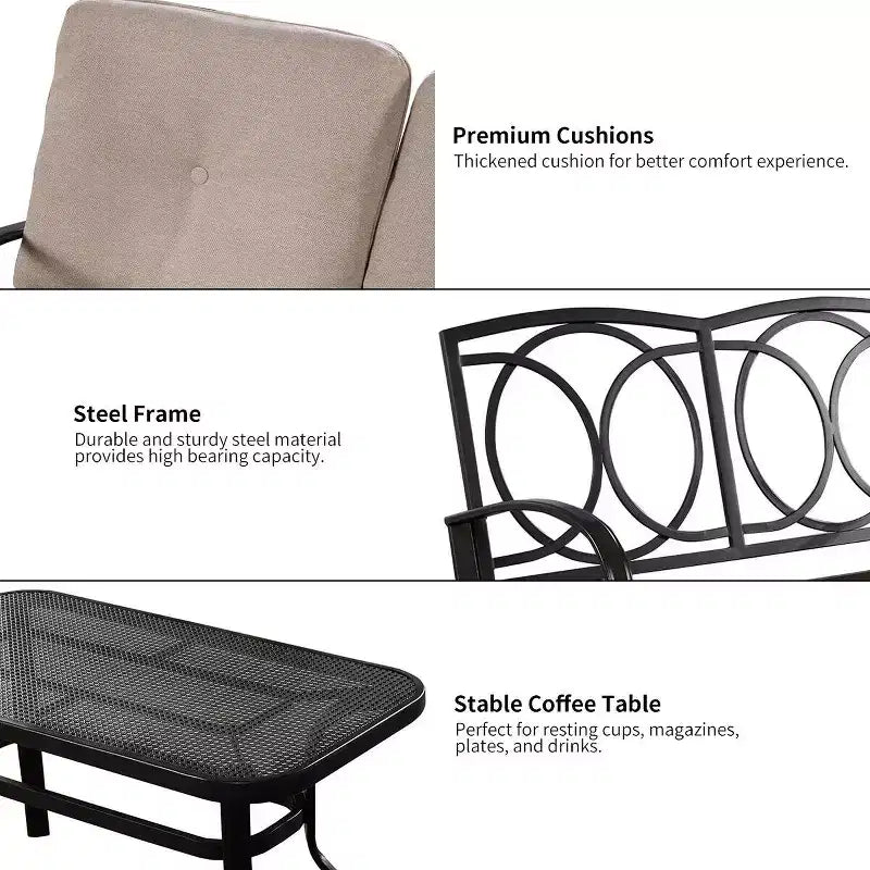 Costway Ensemble de 2 Meubles de Jardin avec Canapé, Table Basse et Banc Rembourré