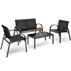 Costway 4 PCS Patio Furniture Set Sofa Coffee Table Steel Frame Garden Outdoor Deck