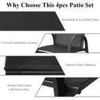 Costway 4 PCS Patio Furniture Set Sofa Coffee Table Steel Frame Garden Outdoor Deck