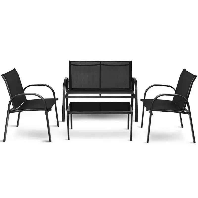 Costway 4 PCS Patio Furniture Set Sofa Coffee Table Steel Frame Garden Outdoor Deck