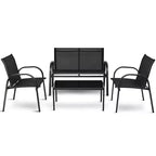 Costway 4 PCS Patio Furniture Set Sofa Coffee Table Steel Frame Garden Outdoor Deck
