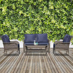 Outsunny Ensemble de Canapés 4 Pièces en Rotin Tressé d'Extérieur, Salon de Jardin en Rotin PE avec 4 Chaises et Table, Matériau Résistant à l'Eau