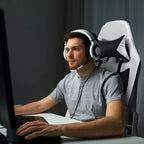 Chaise de Massage Gaming Costway Fauteuil de Bureau Inclinable avec Repose-pied Blanc