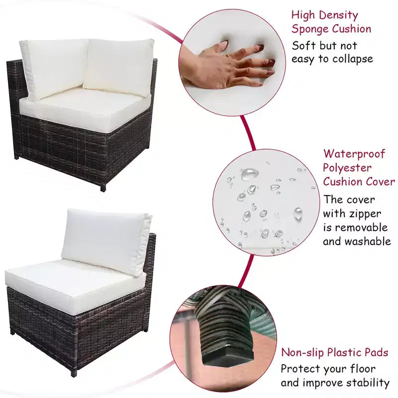 Costway 6PCS Rattan Furniture Set Conversation Cushioned Sofa Armrest Garden Turquoise\White