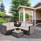Ensemble de Meubles de Jardin en Rotin 8 Pièces Costway avec Canapé Deux Places et Table de Rangement