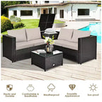 Ensemble de Meubles de Jardin en Rotin 8 Pièces Costway avec Canapé Deux Places et Table de Rangement