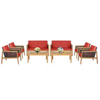 Costway 8PCS Patio Rattan Furniture Set Acacia Wood Cushioned Sofa Off