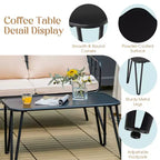 Costway Ensemble de Meubles de Jardin 4 Pièces Canapé Rembourré Causeuse Table Accoudoir