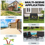 Costway 8 PCS Patio Rattan Furniture Set Cushioned Sofa Armrest Garden Black