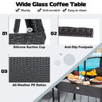 Costway 8 PCS Patio Rattan Furniture Set Cushioned Sofa Armrest Garden Black