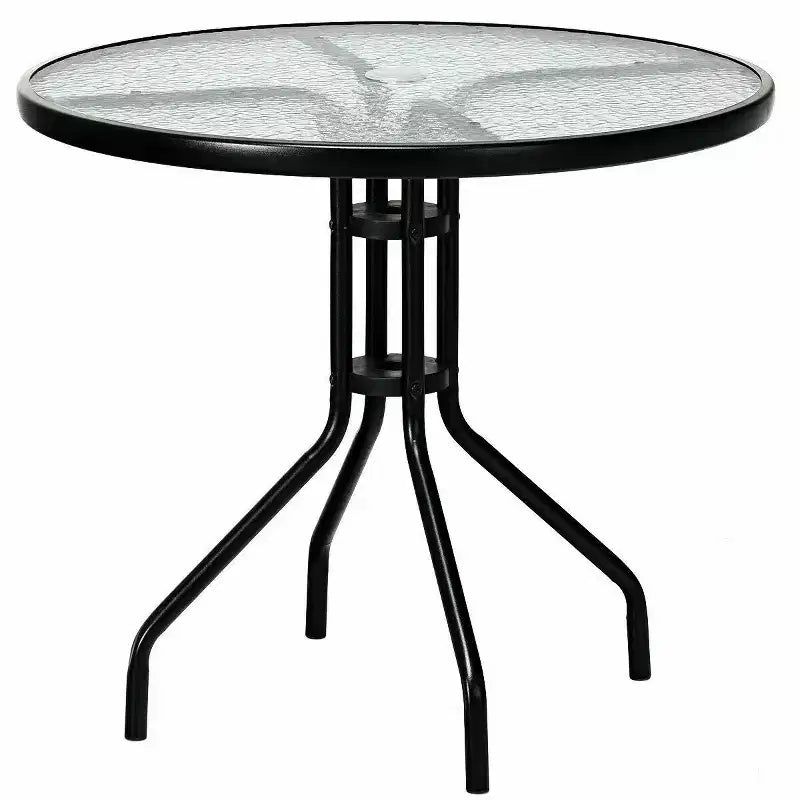 Costway Salon de Jardin 3 Pièces : 2 Chaises à Bascule et 1 Table Basse en Verre