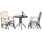 Costway Salon de Jardin 3 Pièces : 2 Chaises à Bascule et 1 Table Basse en Verre
