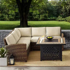 Bradenton 4pc Outdoor Wicker Sectional Set with Fire Table - Crosley