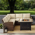 Bradenton 4pc Outdoor Wicker Sectional Set with Fire Table - Crosley
