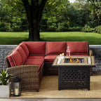 Bradenton 4pc Outdoor Wicker Sectional Set with Fire Table - Crosley