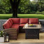 Bradenton 4pc Outdoor Wicker Sectional Set with Fire Table - Crosley