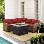 Bradenton 4pc Outdoor Wicker Sectional Set with Fire Table - Crosley