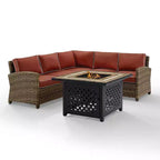Bradenton 4pc Outdoor Wicker Sectional Set with Fire Table - Crosley