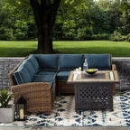 Bradenton 4pc Outdoor Wicker Sectional Set with Fire Table - Crosley
