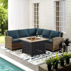 Bradenton 4pc Outdoor Wicker Sectional Set with Fire Table - Crosley