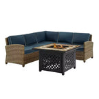 Bradenton 4pc Outdoor Wicker Sectional Set with Fire Table - Crosley