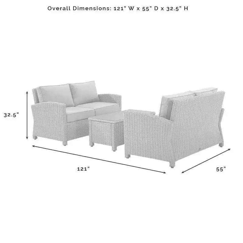 Bradenton Ensemble de mobilier d'extérieur 3 pièces en osier - Crosley
