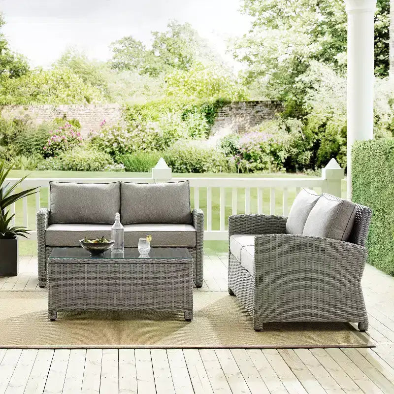 Bradenton Ensemble de mobilier d'extérieur 3 pièces en osier - Crosley