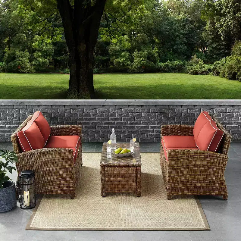 Bradenton Ensemble de mobilier d'extérieur 3 pièces en osier - Crosley