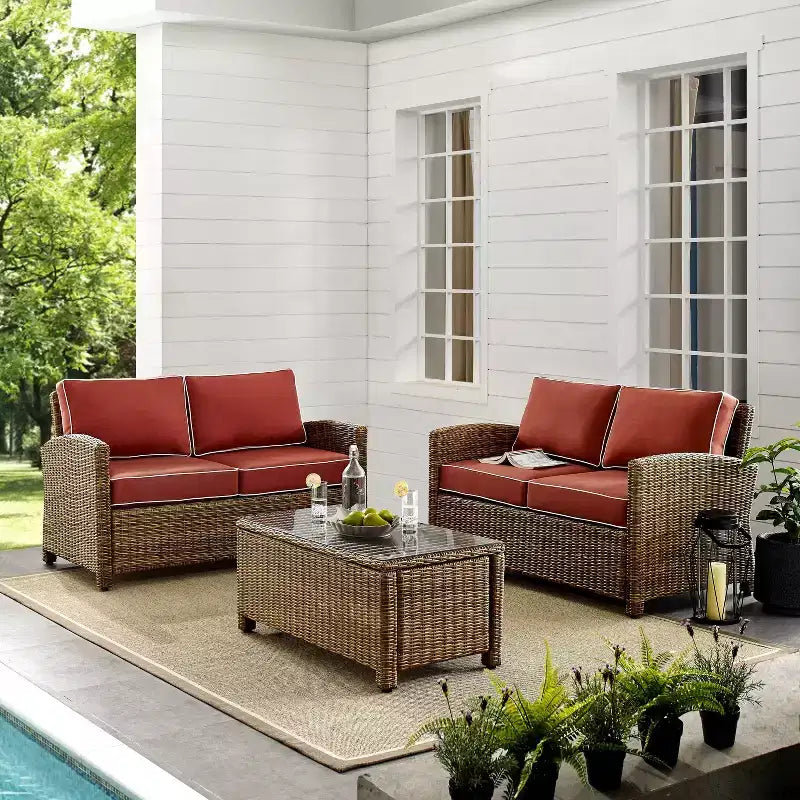 Bradenton Ensemble de mobilier d'extérieur 3 pièces en osier - Crosley