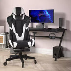 Flash Furniture X30 Gaming Chair Racing Computer Chair with Reclining Back, Slide-Out Footrest, and Transparent Roller Wheels