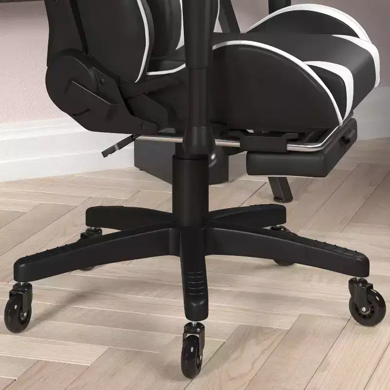 Flash Furniture X30 Gaming Chair Racing Computer Chair with Reclining Back, Slide-Out Footrest, and Transparent Roller Wheels